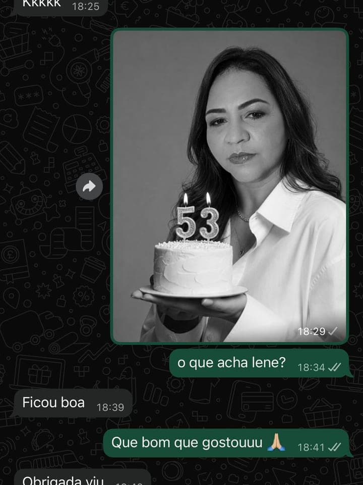 Cliente: “Ficou boa” e agradece o retrato de aniversário